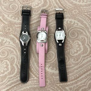 Bundle of 3 leather Fossil watches